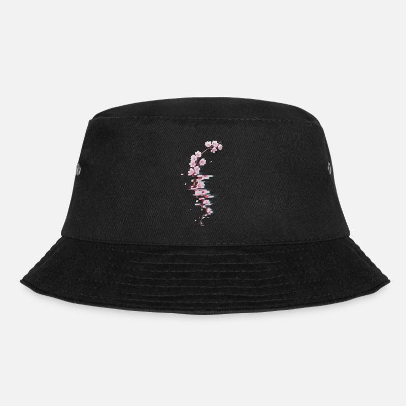 Glitch Kirschblüte moderner Blütenzweig - Bucket Hat - Schwarz