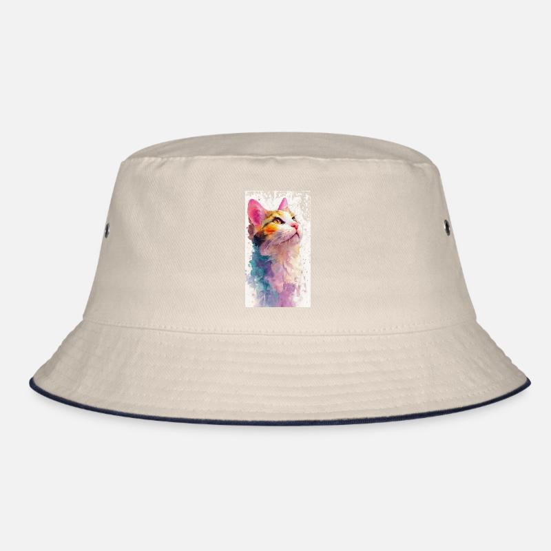 Aquarell Katze „Hoffnung“ – Bunte Watercolor Katze Bucket Hat