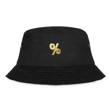 Prozentzeichen Gold 3D - Bucket Hat - Schwarz - Vorne - Lela (165cm)