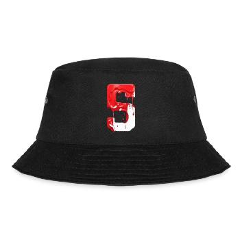NR. 5 NUMMER 5 ROT WEIß 5. GEBURTSTAG - Bucket Hat - Schwarz - Vorne - Lela (165cm)