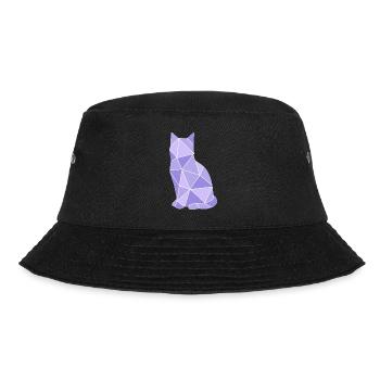 Geometrische Katze Lavendel - Bucket Hat - Schwarz - Vorne - Lela (165cm)