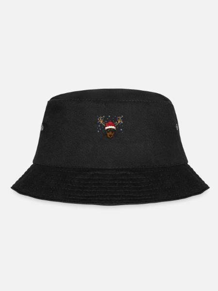 Dackel Welpe mit Weihnachtsmütze und Geweih - Bucket Hat - Schwarz