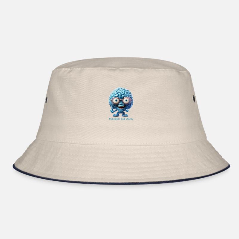 Thoughts and stares, blue brain with glasses Bucket Hat