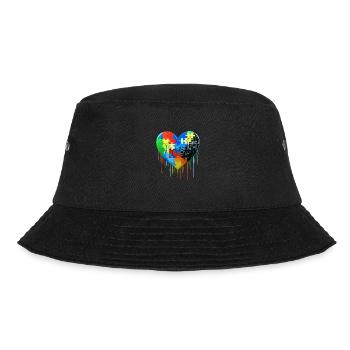 Autism Puzzle Heart - Bucket Hat - black - Front - Lela (165cm)