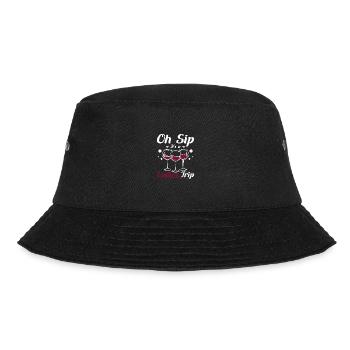 Wine lady, Oh sip it's a womens girls ladies trip - Bucket Hat - black - Front - Lela (165cm)