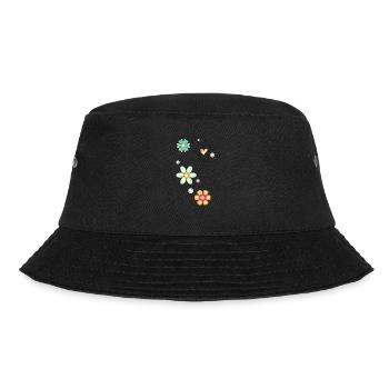 Doodle Motiv mit Blumen und Herz - Bucket Hat - Schwarz - Vorne - Lela (165cm)