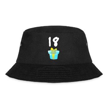 tolle tees, 18 Geschenkschachtel rund - Bucket Hat - Schwarz - Vorne - Lela (165cm)