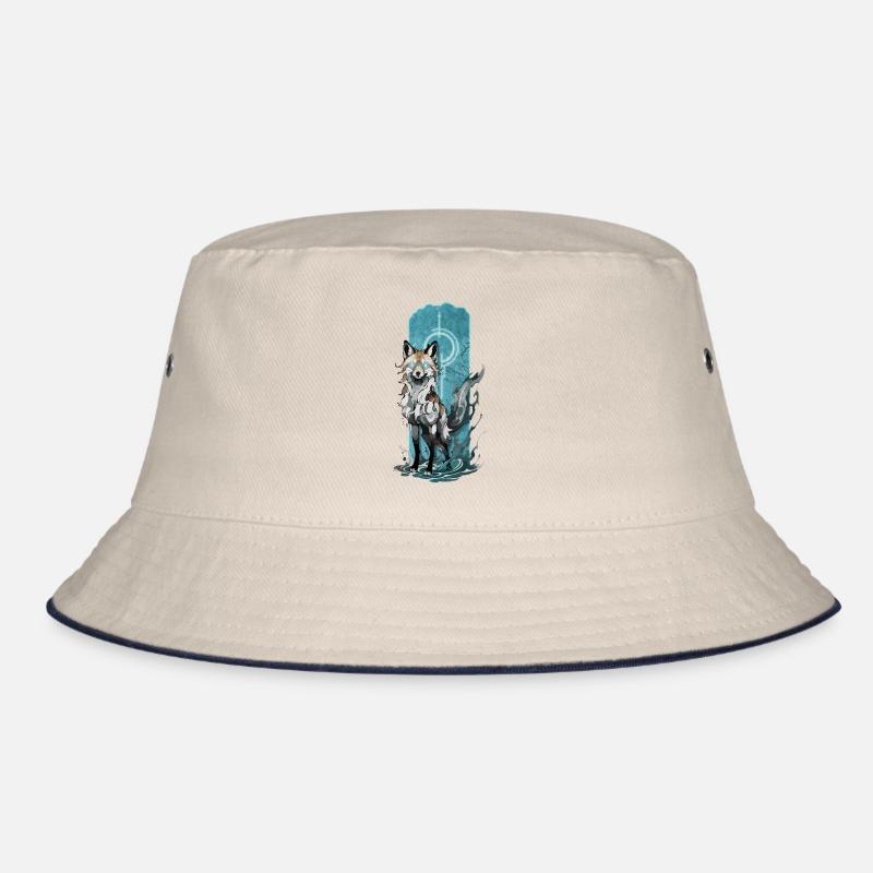 Ätherischer Fuchsgeist: Mystischer blauer Flammenfuchs Bucket Hat