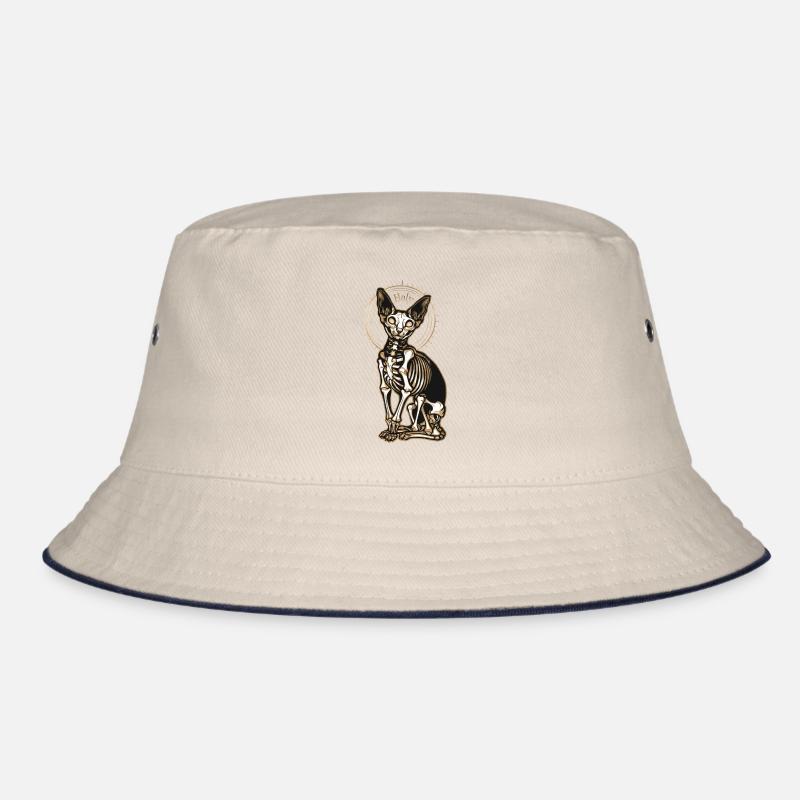 Katze Sphinx Skelett Tattoo Bucket Hat