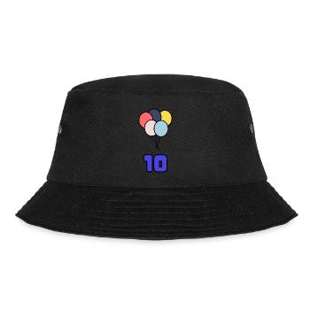 10. 10 JAHRE. 10. Jahrestag. JUBILÄUM 10 JAHRE. - Bucket Hat - Schwarz - Vorne - Lela (165cm)