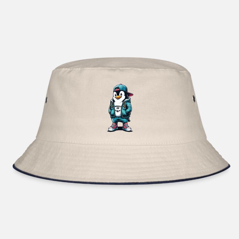 Hipster Penguin Waddle On with Style Bucket Hat