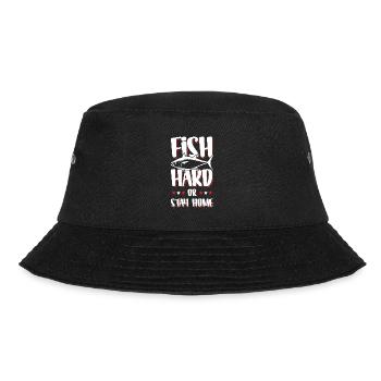 Fish Hard Spruch Fischen Angeln - Bucket Hat - Schwarz - Vorne - Lela (165cm)