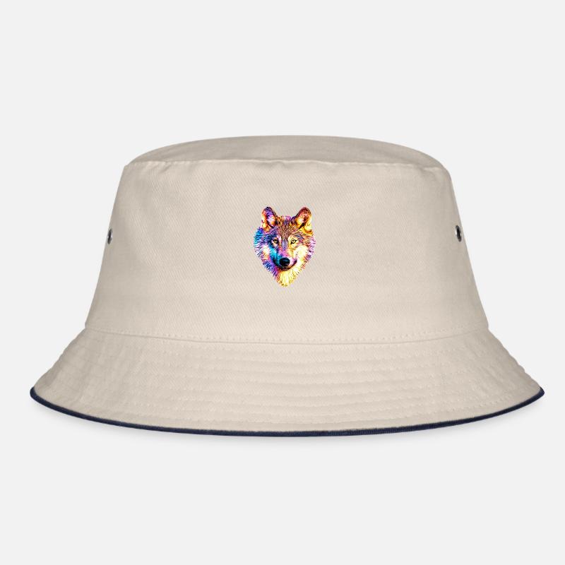 Wolf in rainbow flames Bucket Hat