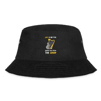 Harfe Musik Harfenist Musiker Geschenk - Bucket Hat - Schwarz - Vorne - Lela (165cm)