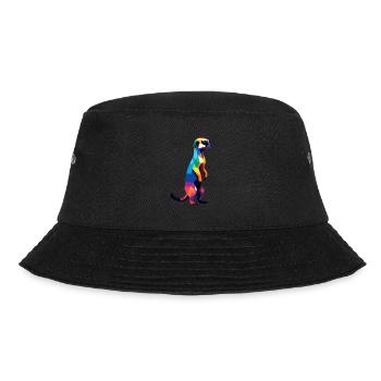 Erdmännchen in großen Pixeln Cool, Savannah Bunt - Bucket Hat - Schwarz - Vorne - Lela (165cm)