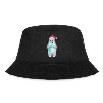 Nilpferd Weihnachten Winter - Bucket Hat - Schwarz - Vorne - Lela (165cm)