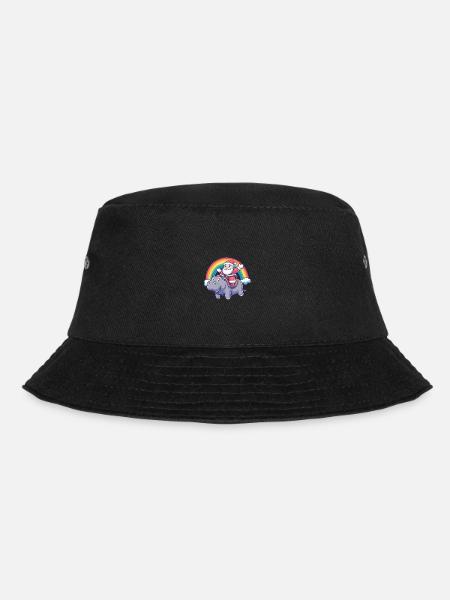 Nilpferd Weihnachtsmann Regenbogen - Bucket Hat - Schwarz