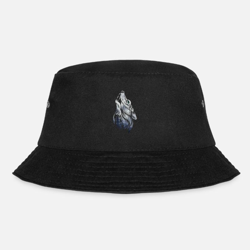 Heulender Wolf Waldtier Wölfe Kunst - Bucket Hat - Schwarz