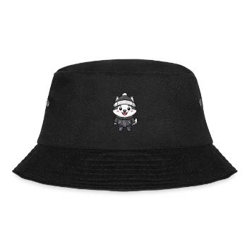 Husky Hund Winter - Bucket Hat - Schwarz - Vorne - Lela (165cm)