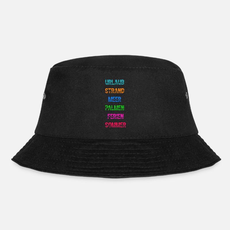 Urlaub Strand Meer Palmen Ferien Sommer Spruch - Bucket Hat - Schwarz