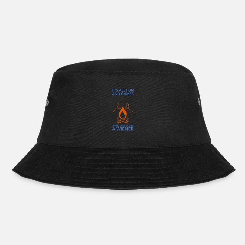 Camping Campfire Viennese Caravan Gift - Bucket Hat - black