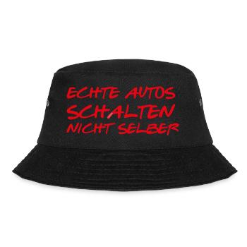 ECHTE AUTOS SCHALTEN NICHT SELBER ROT - Bucket Hat - Schwarz - Vorne - Lela (165cm)
