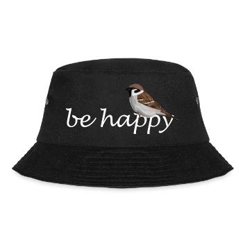Sparrow Be Happy Bird Optimist Fröhlich Garden - Bucket Hat - black - Front - Lela (165cm)