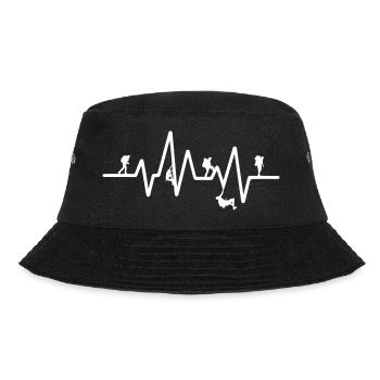 Bergsteigen Herzschlag Wandern Pulslinie Geschenk - Bucket Hat - Schwarz - Vorne - Lela (165cm)