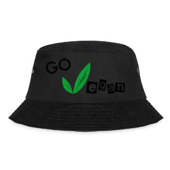 GO VEGAN - Veganismus - vegan - Tierliebe - Bucket Hat - Schwarz - Vorne - Lela (165cm)