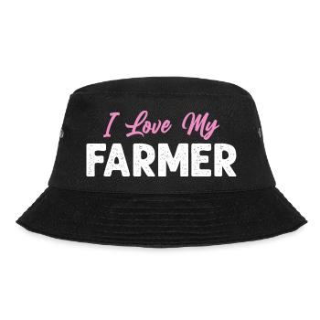 I Love My Farmer Funny Farming - Bucket Hat - black - Front - Lela (165cm)