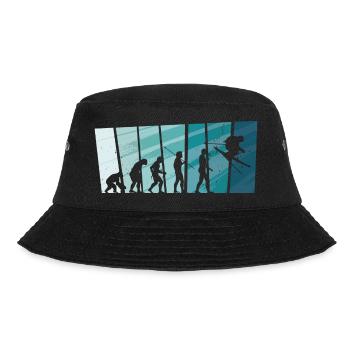 Skiing Evolution Vintag Winter Sport Ski - Bucket Hat - Schwarz - Vorne - Lela (165cm)
