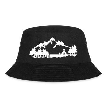 Camping in the forest in the mountains -Silhouette isolier - Bucket Hat - black - Front - Lela (165cm)