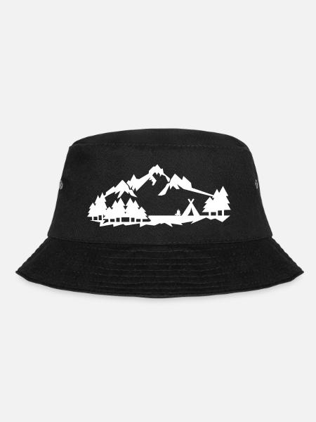 Camping en forêt en montagne -Silhouette isolier - Bob - noir