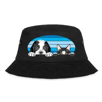 Spannender Bernhardinerwelpe und niedliche Katze - Bucket Hat - Schwarz - Vorne - Lela (165cm)