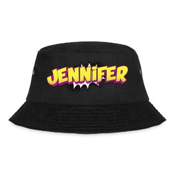 Jennifer Benutzerdefinierter Name Comic-Stil Pop-Art, - Bucket Hat - Schwarz - Vorne - Lela (165cm)