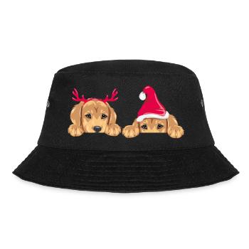 Peeking retriever puppies in Christmas accessories - Bucket Hat - black - Front - Lela (165cm)