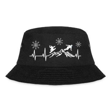 Herzschlag Snowboard Schneeflocken - Winterurlaub - Bucket Hat - Schwarz - Vorne - Lela (165cm)