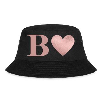 Buchstabe b Herz roségold - Bucket Hat - Schwarz - Vorne - Lela (165cm)