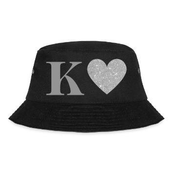 Silbernes Herz Buchstabe k - Bucket Hat - Schwarz - Vorne - Lela (165cm)
