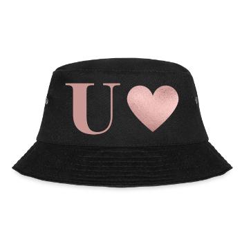 Buchstabe u Herz roségold - Bucket Hat - Schwarz - Vorne - Lela (165cm)