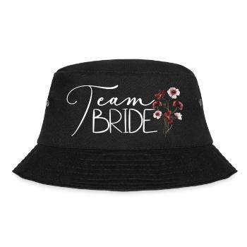 Team Braut weiß, Zukünftige, Hochzeit, JGA - Bucket Hat - Schwarz - Vorne - Lela (165cm)