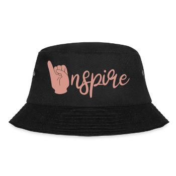 Inspire Lip Reading Sign Language Deaf ASL Teacher - Bucket Hat - Schwarz - Vorne - Lela (165cm)