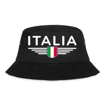 Ich liebe Italien Design T-Shirt Outfit - Bucket Hat - Schwarz - Vorne - Lela (165cm)