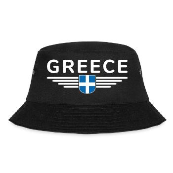 Ich liebe Griechenland Fan, Design T-Shirt Outfit - Bucket Hat - Schwarz - Vorne - Lela (165cm)
