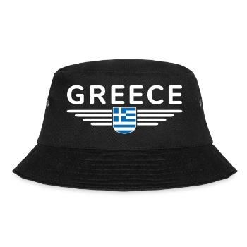 Ich liebe Griechenland Fan, Design T-Shirt Outfit - Bucket Hat - Schwarz - Vorne - Lela (165cm)