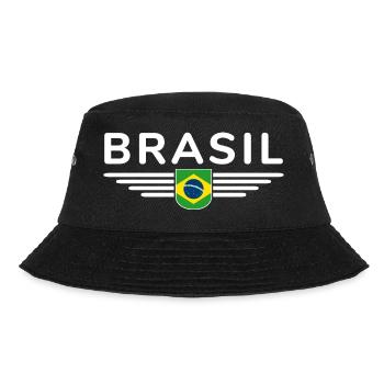 Ich liebe Brasilien Outfit T-Shirt Design Geschenk - Bucket Hat - Schwarz - Vorne - Lela (165cm)