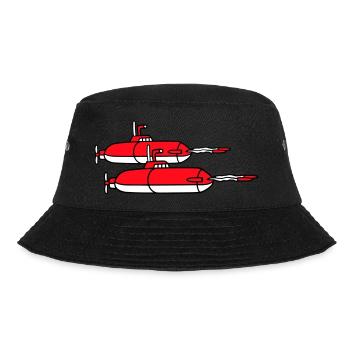 2 Militär U-Boote Schießen Torpedo Raketen Angriff - Bucket Hat - Schwarz - Vorne - Lela (165cm)