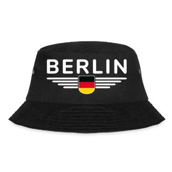 Berlin Deutschland Fan Outfit Design T Shirt - Bucket Hat - Schwarz - Vorne - Lela (165cm)