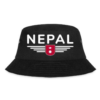Nepal Design – Himalaya Abenteuer - Bucket Hat - Schwarz - Vorne - Lela (165cm)