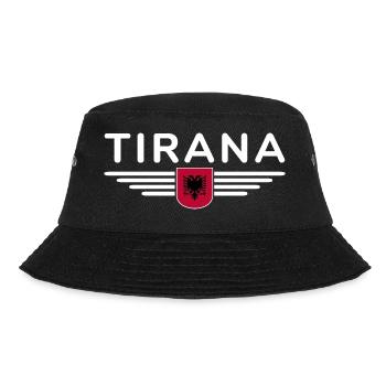 Tirana Design – Herz Albaniens - Bucket Hat - Schwarz - Vorne - Lela (165cm)